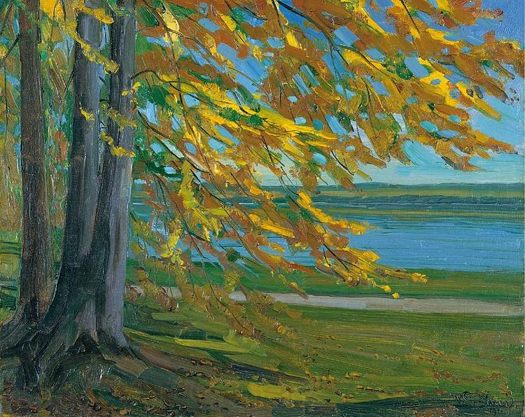 Wilhelm Trubner Lake Starnberg Norge oil painting art
